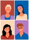 People Portrait View Vector Cartoon Man and Woman