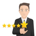 Person assesses with positive five stars rating