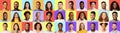 People Portraits Of Diverse Men And Women, Colorful Backgrounds, Collage Royalty Free Stock Photo
