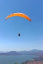People practicing paragliding over the lake of valle de bravo, mexico V
