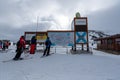 People practicing ski in Andorra in the winter of 2022 Royalty Free Stock Photo