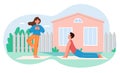 People practicing yoga activity flat vector illustration, cartoon young active couple characters training, doing yoga