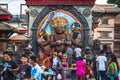 People pray in front of Kala Bhairab statue , Kathmandu