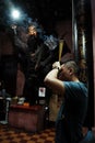 People pray indoor of ancient temple