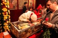 People praying at the relics