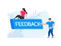 People press button with text feedback. Click button for app and web design. Royalty Free Stock Photo