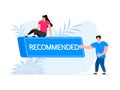 People press button with text recommended. Click button for app and web design. Royalty Free Stock Photo