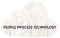 People Process Technology typography word cloud create with the text only. Royalty Free Stock Photo