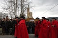 People procession during festival in the Aude