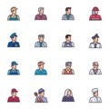 People profession filled outline icons set Royalty Free Stock Photo