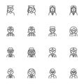 People profession line icons set Royalty Free Stock Photo