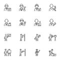 People profession and occupation line icons set