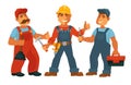 People professions builder constructor or carpenter mechanic tools vector flat isolated set
