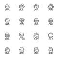 People professions line icons set