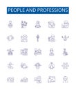 People and professions line icons signs set. Design collection of People, Professions, Nurse, Teacher, Lawyer, Pilot