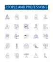 People and professions line icons signs set. Design collection of People, Professions, Nurse, Teacher, Lawyer, Pilot