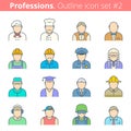 People professions and occupations color outline icon set #1 Royalty Free Stock Photo