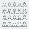 People professions and occupations icons in thin line style