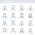 People professions and occupations outline icon set #1 Royalty Free Stock Photo