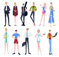 People in professions vector illustration set, cartoon flat woman man characters of different occupations, wearing Royalty Free Stock Photo