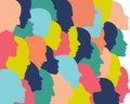 People profile heads in dialogue.  Vector background Royalty Free Stock Photo