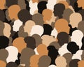 People profile heads. Seamless pattern of a crowd of many different people profile heads. Vector background