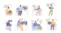 people IT programmers. technology professional corporate characters working, software development computers, script Royalty Free Stock Photo
