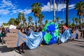 People protesting against air pollution and climate change on street in Barcelona Royalty Free Stock Photo