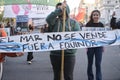 People protesting against offshore oil exploitation in Argentina Royalty Free Stock Photo