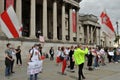 People protesting against against political repressions in Belarus in Trafalgar Square in London 2020