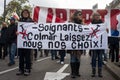 people protesting against the sanitary pass with test in french : laissez nous nos choix, in english : leave us our choices