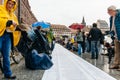 People protesting manifestation die-in against immigration policy and border management Royalty Free Stock Photo