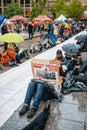 People protesting manifestation die-in against immigration policy and border management Royalty Free Stock Photo