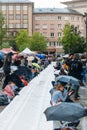 People protesting manifestation die-in against immigration policy and border management Royalty Free Stock Photo