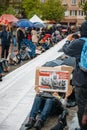 People protesting manifestation die-in against immigration policy and border management Royalty Free Stock Photo