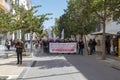 People protesting over the recent deadly train accident in Greece