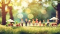 people in public park doing pic nic party. family party in garden concept ,ai generated Royalty Free Stock Photo