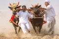 People of Punjab village in white clothing in Bull Karah race - rural event in Pakistan