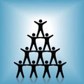 People Pyramid Group Teamwork Success on Blue Royalty Free Stock Photo
