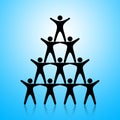 People Pyramid. Group Teamwork Success. Male version. Royalty Free Stock Photo