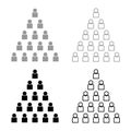 People pyramid icon set grey black color Royalty Free Stock Photo