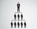 People pyramid with leader in red tie Royalty Free Stock Photo