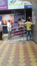 People in queue outside bank