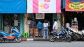 People queue outside a dessert shop Royalty Free Stock Photo