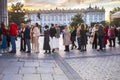 People queuing outside the Royal Theatre, Opera Madrid Spain