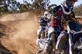 People, race and professional motorcyclist with dirt bike for extreme sports or outdoor competition. Expert rider Royalty Free Stock Photo