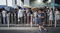 People in rain in beijing wudaokou station Royalty Free Stock Photo