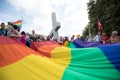 People with rainbow flags during the March of Equality, LGBT March