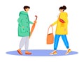 People in raincoats flat color vector faceless characters