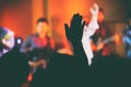 People Raise up They Hand to Worship Jesus in the Indoor Worship Concert